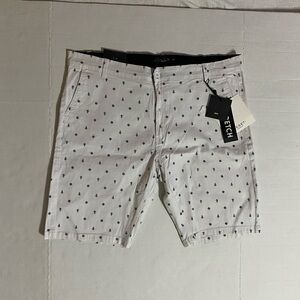 The Reset White Flat Front Knee-Length Shorts